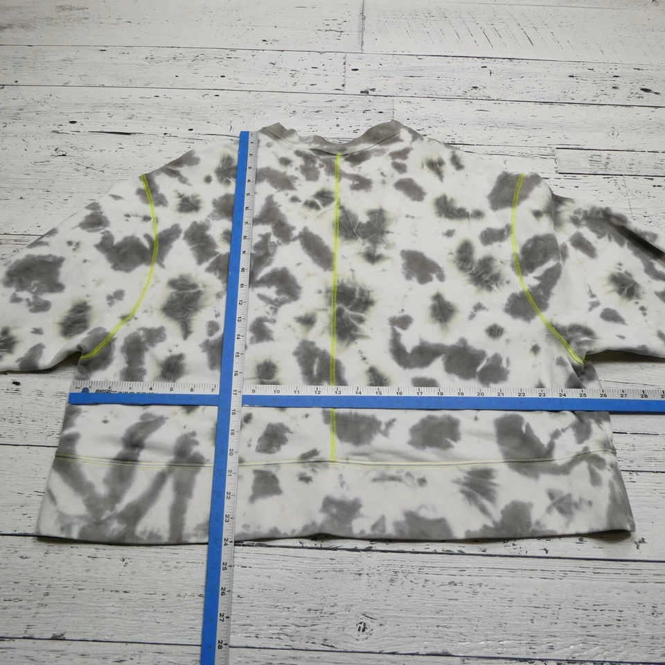 Nike Sudadera Mujer 1X Gris Tie Dye Boxy Polar Neón Amarillo Costuras Foto 4 de 4