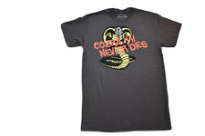 Cobra Kai Mens Cobra Kai Never Dies Karate Dojo Charcoal Shirt New S, M, XL