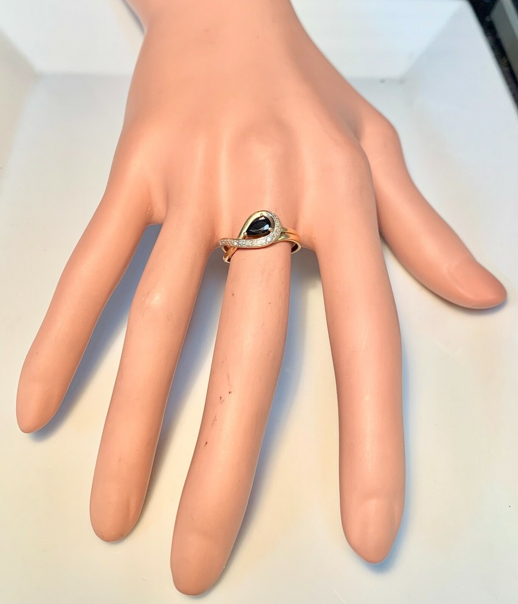 Bague En Or 18 Carats Avec Saphir Et Diamants - Taille 53 - Poids 2,16g - Occasion Très Bon état