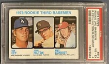 1973 TOPPS MIKE SCHMIDT & RON CEY ROOKIE CARDS #615 HOF PHILLIES/DODGERS PSA 4