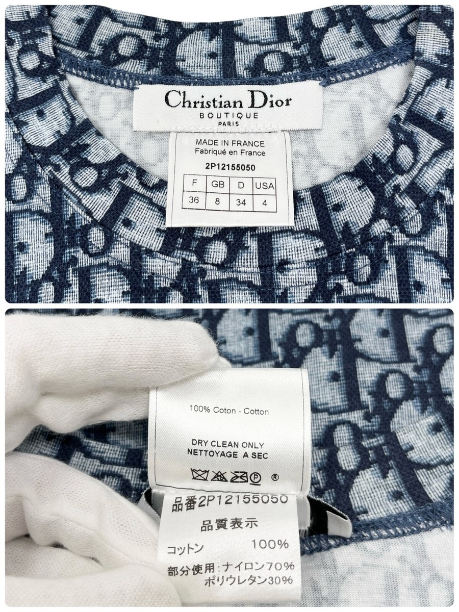 Christian Dior Vintage Trotter Monogram T-shirt Top #36 Blue Christian Dior Vintage Trotter Monogram T-shirt Top #36 Blue