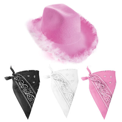PINK COWGIRL HAT BANDANA CONCERT FEATHER ACCESSORY COWBOY CARTER