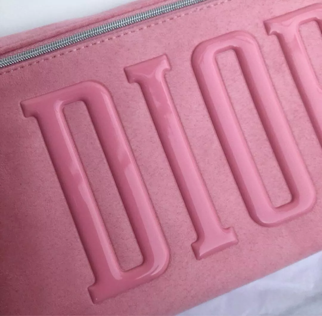 Sac de maquillage cosmétique rose DIOR poche daim 100 % 2021 nouveauté neuf