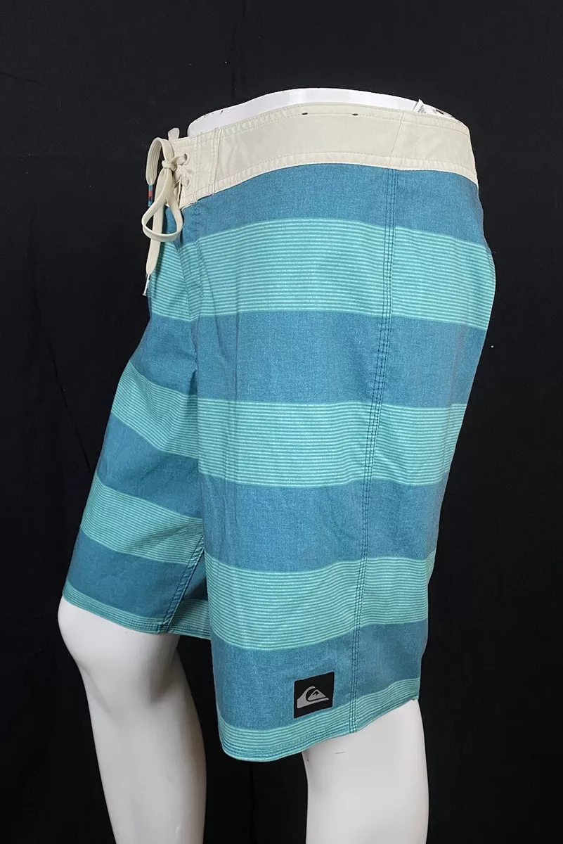 Quiksilver Dry Flight Blue Horizontal Striped Stretch Board Shorts