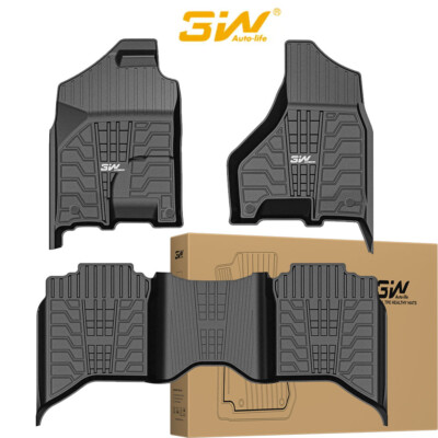 3W Floor Mats for 2019-2022 Ram 1500 Classic Crew Cab All Weather TPE Car Liner