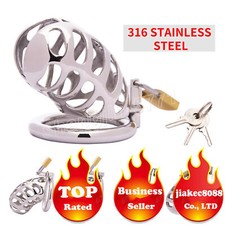 Male Big Peni Lock Stainles Steel Cage Chastity Device Anti Off Ring Metal Cage
