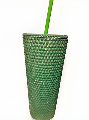 Studded Tumbler With Straw Green 23.7 Oz
