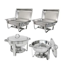 2 Pack 8 Quart & 2 Pack 5 Quart Chafing Dish Stainless Steel Tray Buffet Warmer