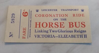 Leicester Transport Krönungsritt im Pferdebus Erwachsenentarif 1953