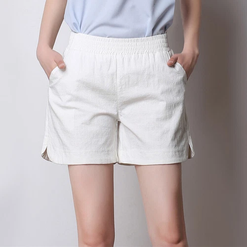 Summer Women's Casual Linen Shorts Trunks Ladies Elastic Waist Beach Short Pants - Picture 7 of 40