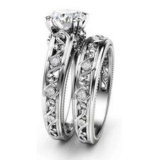 2Ct Round Cut Diamond Engagement Wedding Bridal Set Ring 14K White Gold Finish