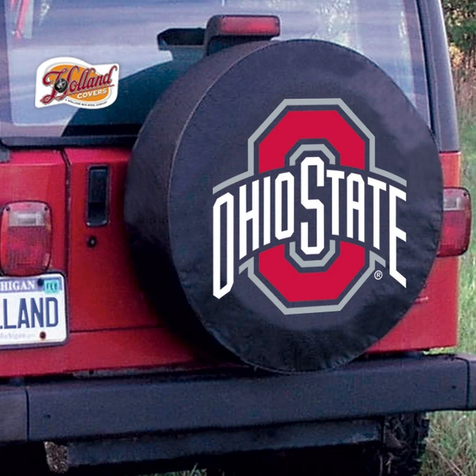 Ohio State Tire Cover w/ Buckeyes Logo - Black Vinyl - Image 2 of 3