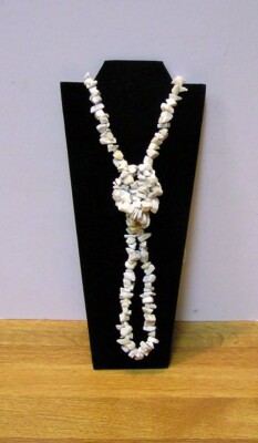 34'' Polished Howlite Chip Necklace W/Nylon String 2.6 Ounces 100% Natural
