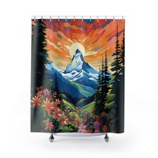Matterhorn Shower Curtain  Washable Water Resistant 71x74