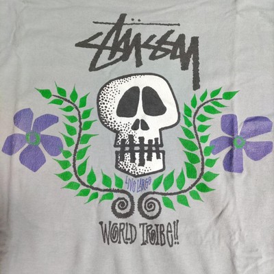 Vintage 80s-90s STUSSY Black Tag Skull Flower T-shirt | eBay