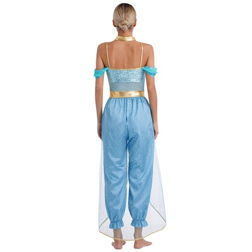 Womens Costume Metallic Dancewear Sleeveless Belly Performance Cosplay Sequin - Picture 40 of 44