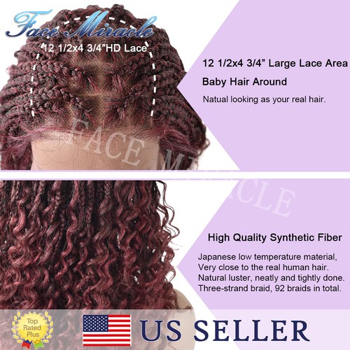 18" Box Braided Wig for Black Women Lace Front Hand Braids Synthetic Twist Wigs - Picture 3 of 28