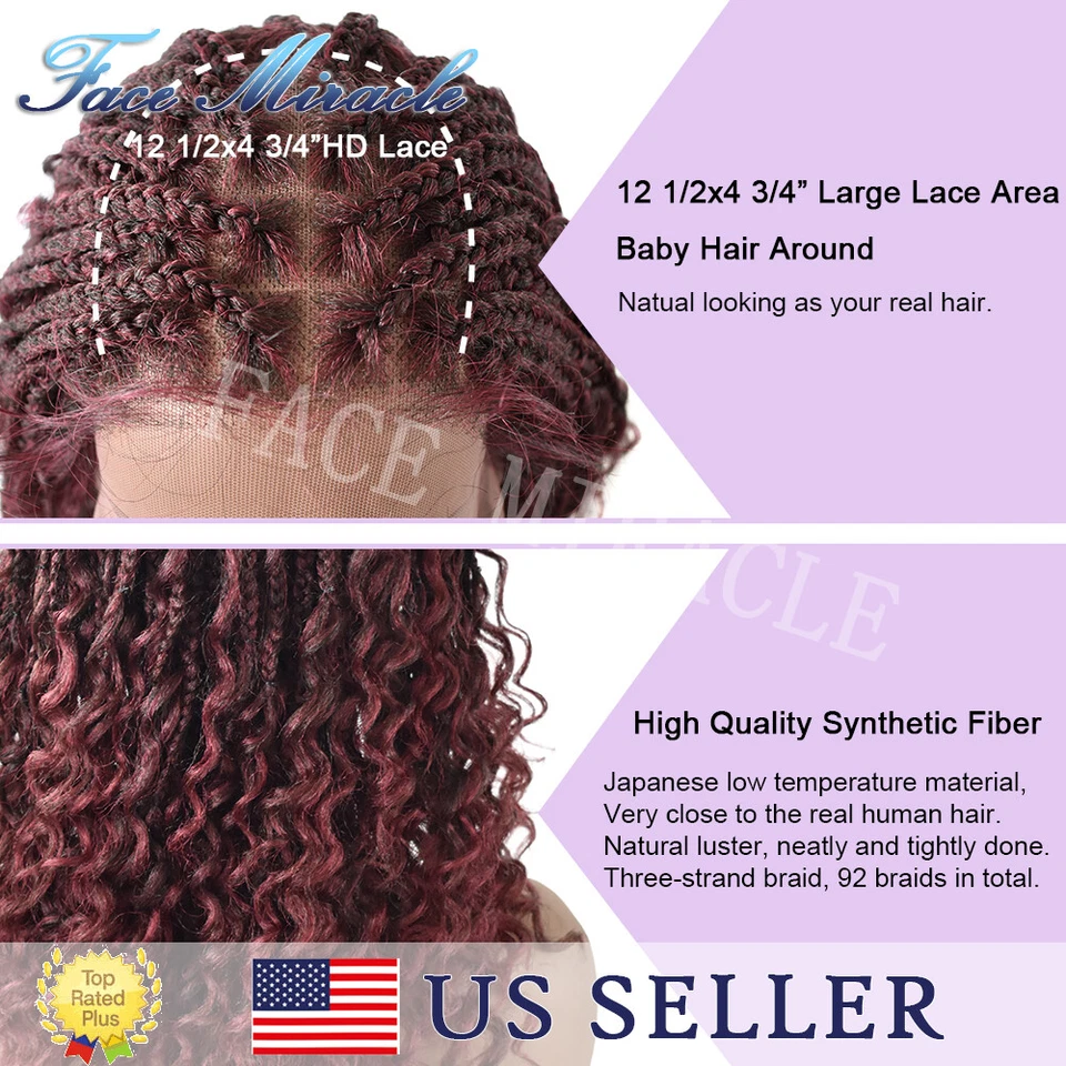 Peluca trenzada de caja de 18" para mujer negra trenzas delanteras de encaje pelucas retorcidas sintéticas Foto 3 de 4