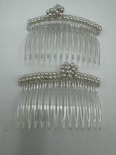 Pair 2 Vintage Faux Pearl Hair Combs