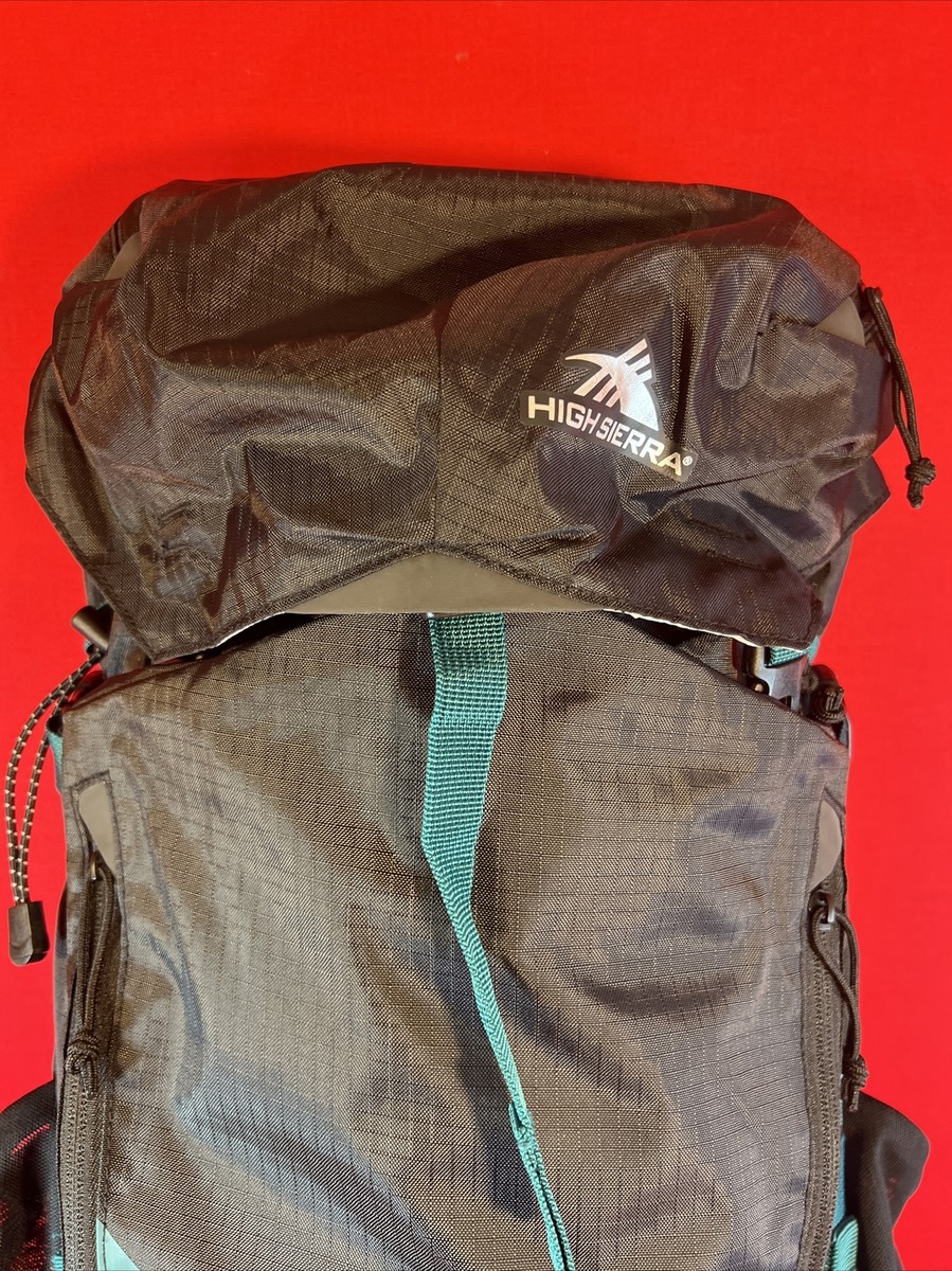 High Sierra 60L Pathway Backpack w/Hydration Storage, Black Hiking Teal  Blue