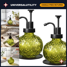 8 Oz Glass Soap Dispenser Set - Rust-Proof Pump, Green, 2 Pack - Kitchen  Bath