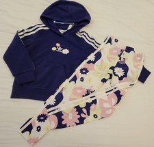 BNWT Adidas 6-7 Years Girls Tracksuit Set Floral Blue Hoodie Leggings