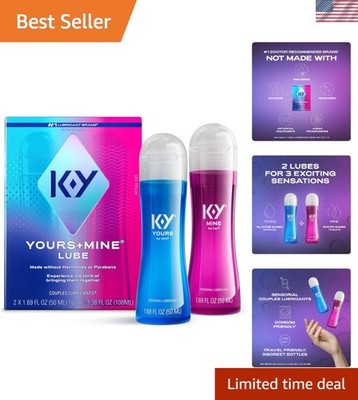 Travel-Friendly Couples Lubricant: Yours & Mine 2 x 1.69 Fl Oz - Unscented Bliss