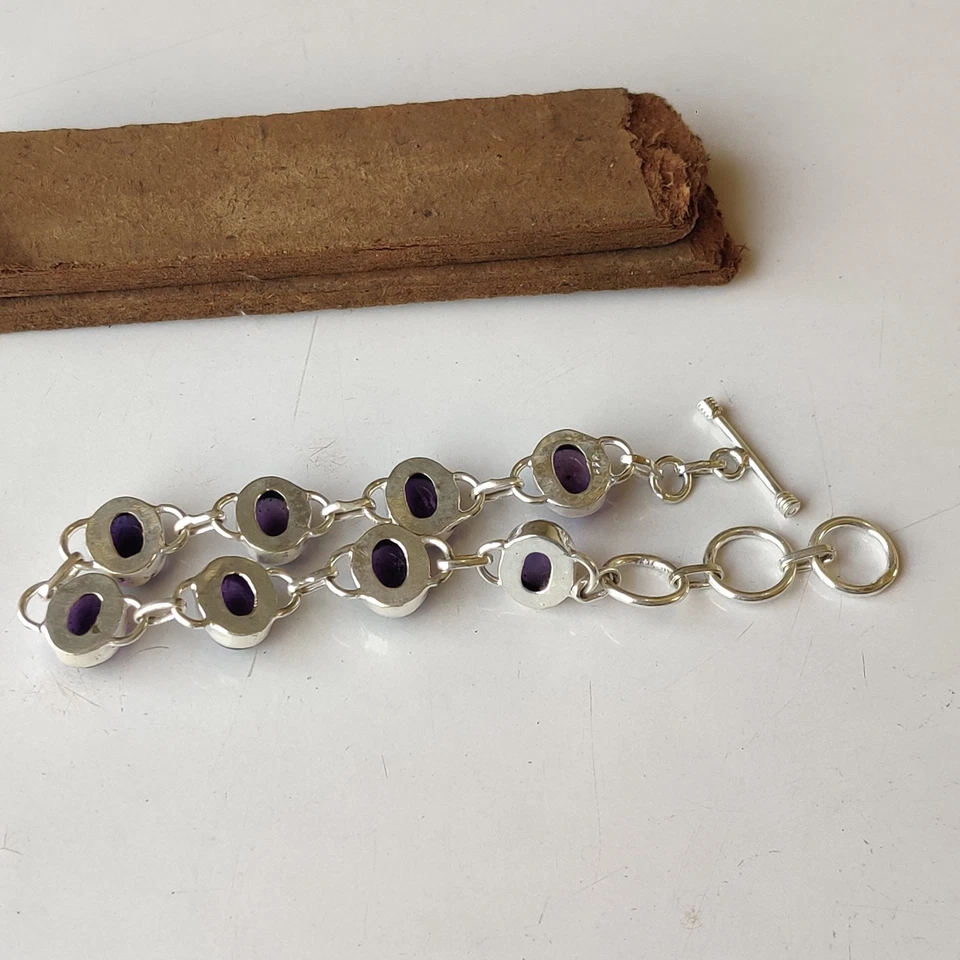 Pulsera de amatista de diseño de plata de ley 925 estilo único pulsera de regalo PG8553 Foto 3 de 3