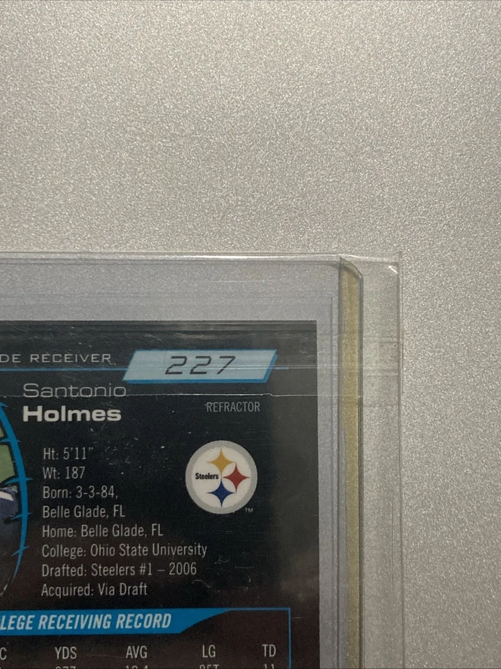 2006 年 Bowman Chrome- Santonio Holmes 新秀 # 227- 反光卡- 匹兹堡钢人队 — 第 4/4 张图片