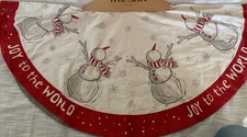 Snowman cotton 52 Inch Christmas Tree skirt