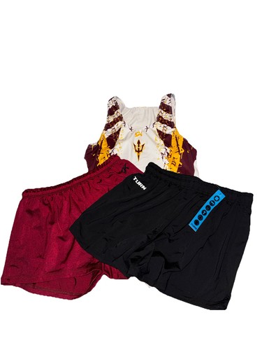 TURN GK GYMNASTICS COMPETITION JERSEY SINGLET SHIRT SHORTS LOT ASU SUN DEVILS AM