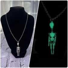 Skeleton Necklace Moveable Limb Steampunk Punk Skull Glow In The Dark Necklace