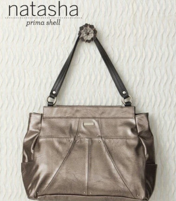 Miche Bag Natasha Prima Shell Metallic Taupe Faux Leather Rivet Accents NEW