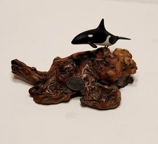 John Perry Orca Killer Whale Sculpture Burlwood Ocean Sea Wildlife Vintage Art
