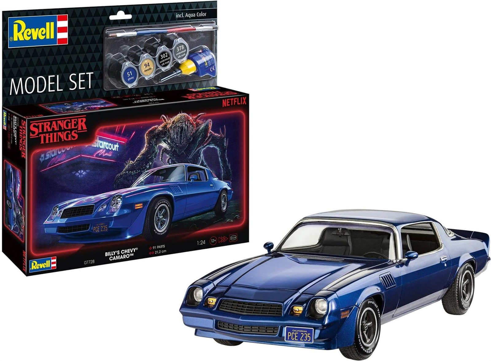 Revell 1:24 Stranger Things Billy's Chevrolet Camaro Car Model Set - 67728