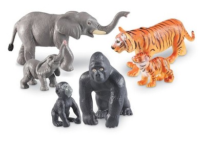 Learning Resources Jumbo Jungle Animals Mommas and Babies - Set of 6, Include...