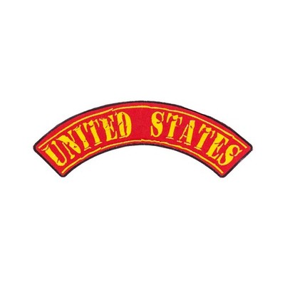 Large 12'' UNITED STATES Embroidered Rocker Patch - Red & Gold Biker Top Rocker