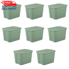Large Storage Bin, 18 Gallon Plastic Storage Container with Snap-On Lid, 8 Pack