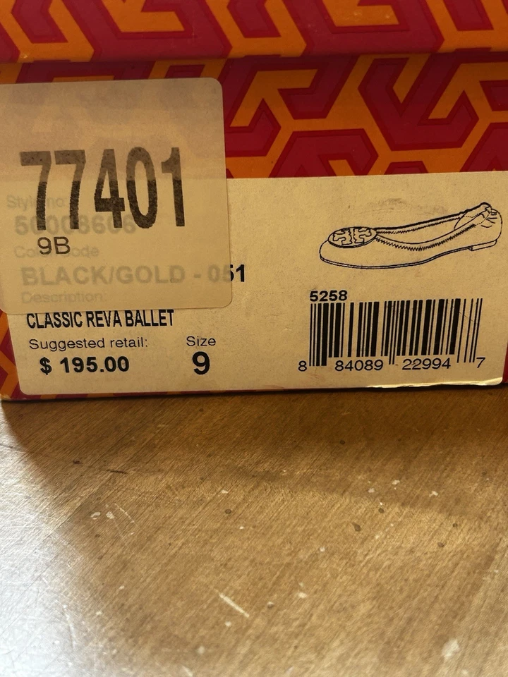Sapatos baixos femininos Tory Burch couro marrom dourado REVA balé tamanho 9 na caixa em excelente estado usado - Imagem 3 de 4