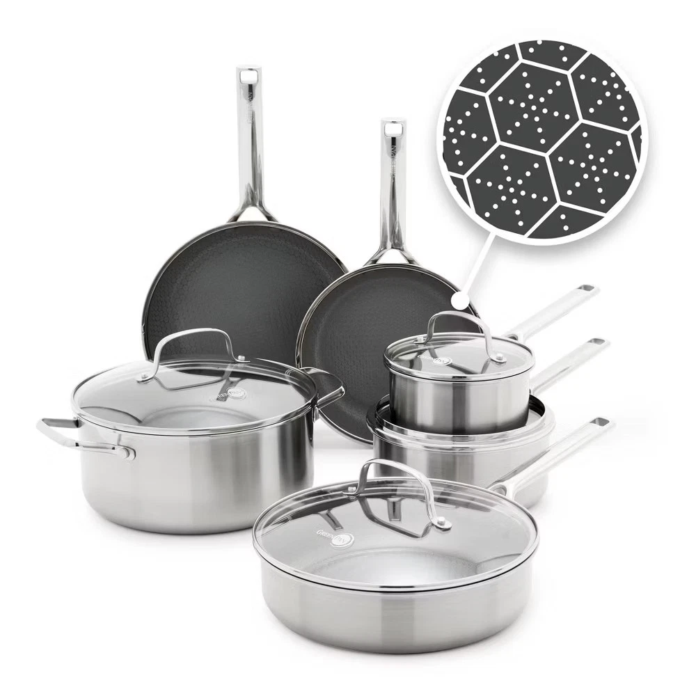 GreenPan Prism 10pc Hybrid Stainless Steel and Ceramic Nonstick Cookware Set
Opens in a new window o