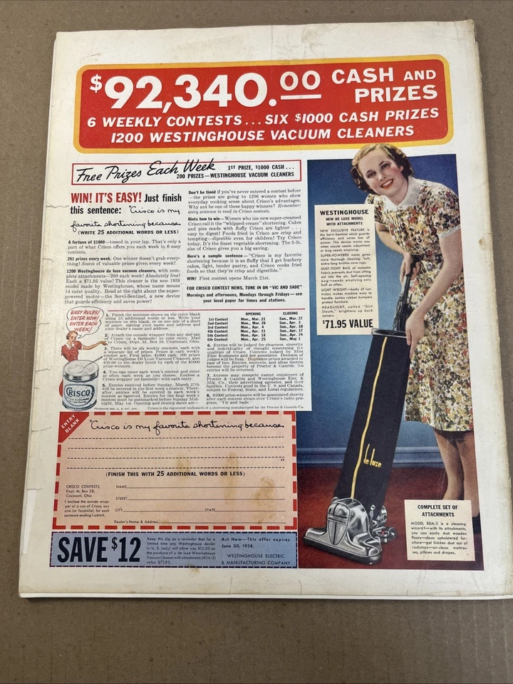 Ladies Home Journal Magazine April 1938 Great Fashion N.Y HAC1 - Image 3 of 4