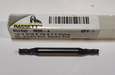 1/8'' Dia. 1/4'' LOC 4-Flute Double End Carbide Sq. Endmill New Bassett USA