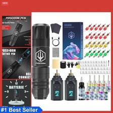 Wireless Tattoo Pen Kit 2 Batteries 1500mAh 20 Cartridge Needles Complete Set