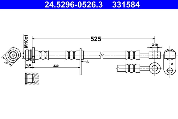 Bremsschlauch ATE 24.5296-0526.3 FüR Suzuki Vitara JT TD TE 2 JB416 Allrad TA74-image