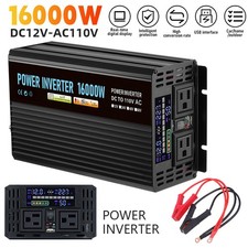 16000W Car Power Inverter DC 12V To AC110V Sine Wave Home RV Solar Converter LCD