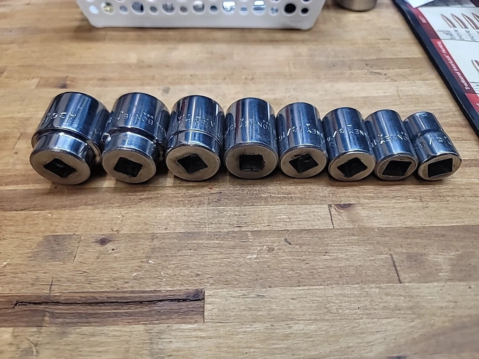 Bonney conjunto de 8 soquetes rasos 1/2 unidade, 12 pontos, 1-1/8-5/8 - Imagem 2 de 4