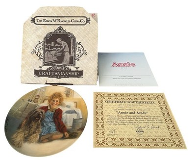 Edwin M Knowles ''Annie And Sandy'' Norman Rockwell Plate Ltd Ed + COA Box Rare
