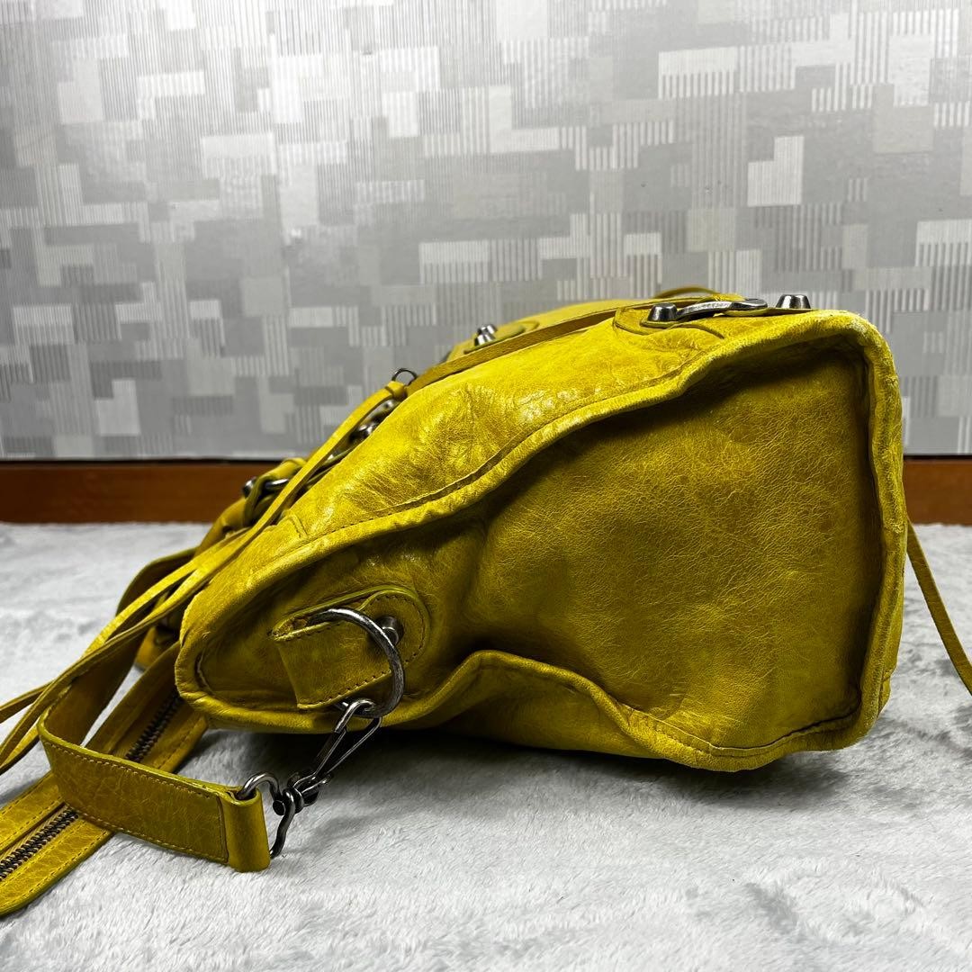 BALENCIAGA Classic City Shoulder Handbag 2Way Yellow Leather 115748 Authe