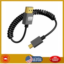 8K Micro HDMI to HDMI Coiled Cable 1-3ft Male to Male Spiral Cord for Camera