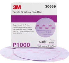 3M 30669 260L 6" Series Abrasive Discs 1000 Grit Hook and Loop 50 discs GENUINE